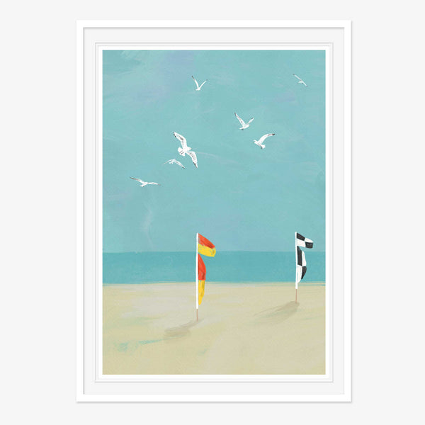 Framed Print-WF1064F - Beach Flags Framed Print-Whistlefish