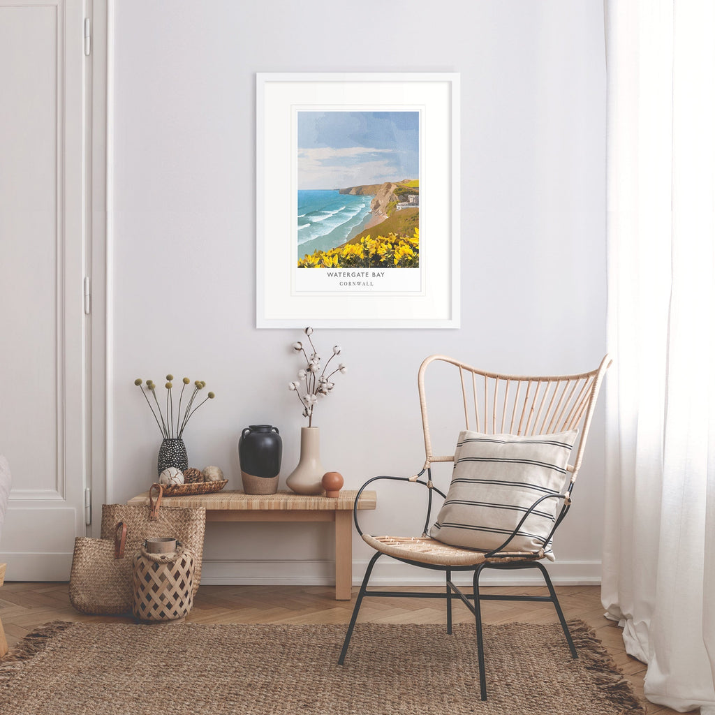 Framed Print-WF106F - Watergate Bay Framed Print-Whistlefish
