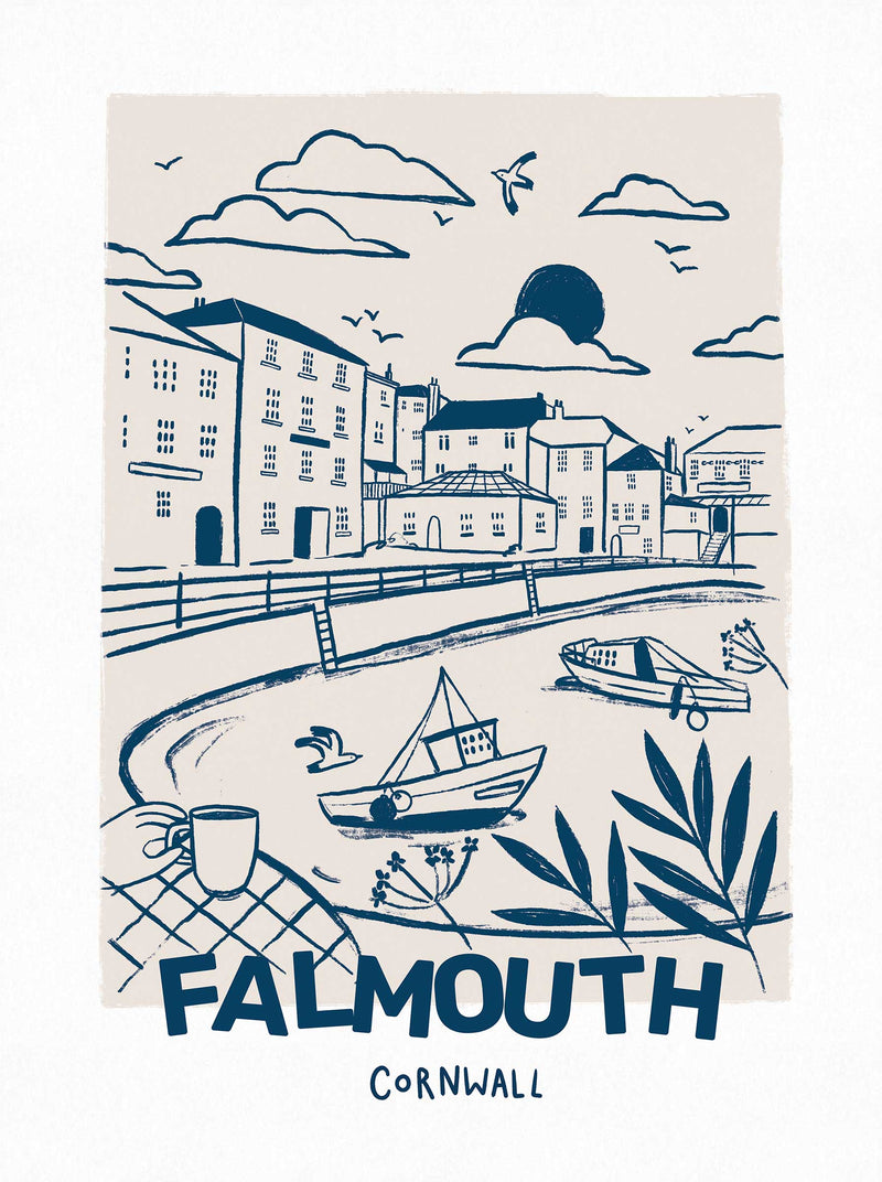 Framed Print-WF1079F - Tides & Towns Falmouth Framed Print-Whistlefish