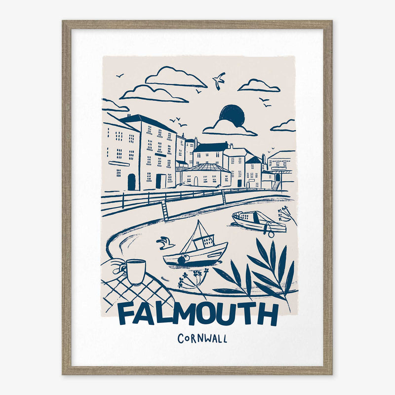 Framed Print-WF1079F - Tides & Towns Falmouth Framed Print-Whistlefish