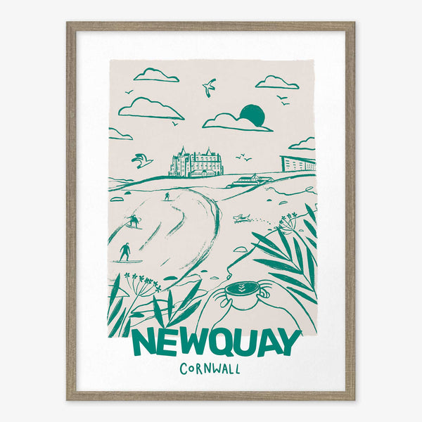 Framed Print-WF1081F - Tides & Towns Newquay Framed Print-Whistlefish