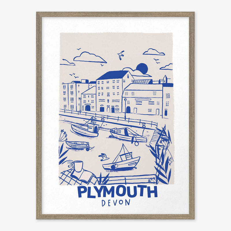 Framed Print-WF1082F - Tides & Towns Plymouth Framed Print-Whistlefish