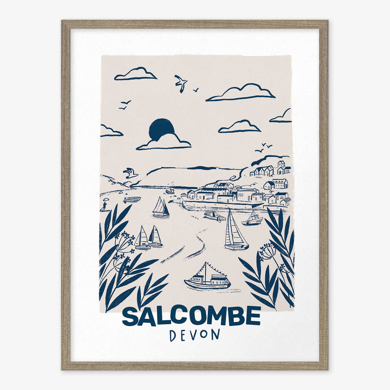 Framed Print-WF1084F - Tides & Towns Salcombe Framed Print-Whistlefish