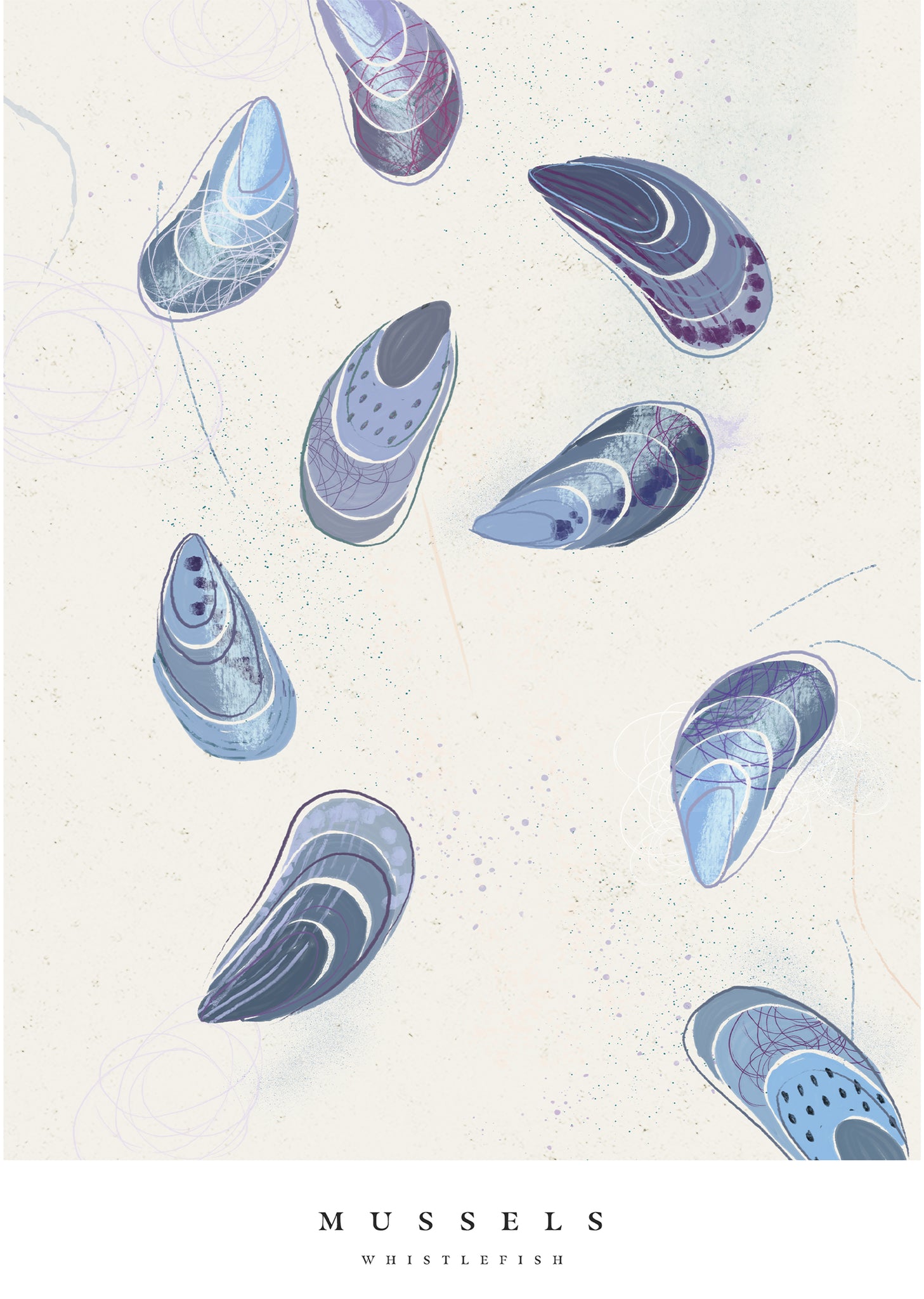Framed Print-WF1095F - Seagrass Mussels Small Framed Print-Whistlefish