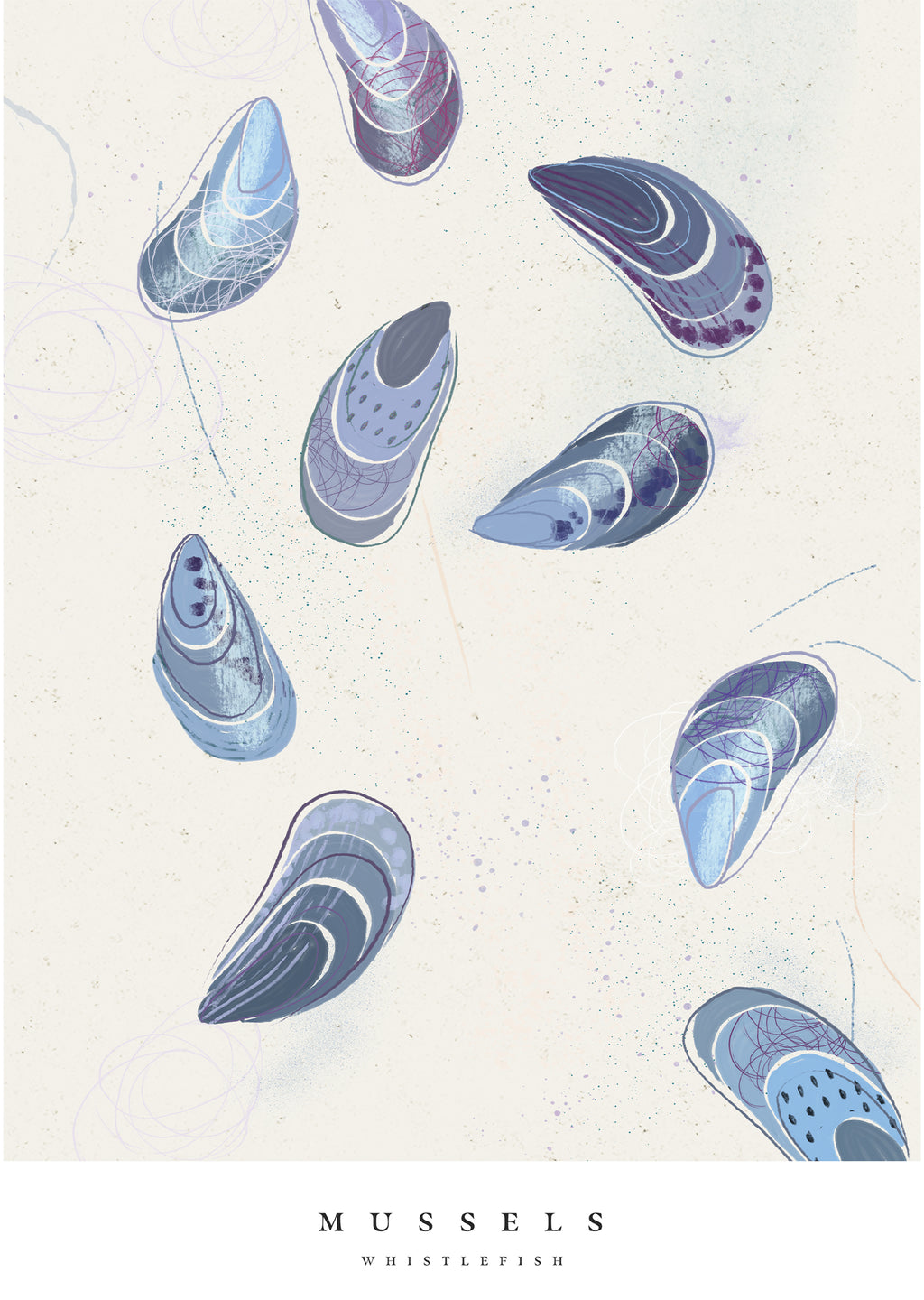 Framed Print-WF1095F - Seagrass Mussels Small Framed Print-Whistlefish