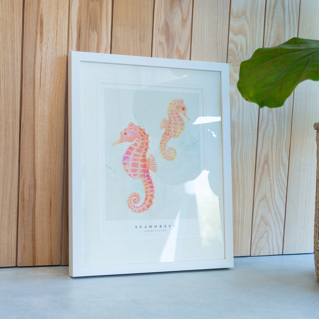 Framed Print-WF1096F - Seagrass Seahorses Small Framed Print-Whistlefish