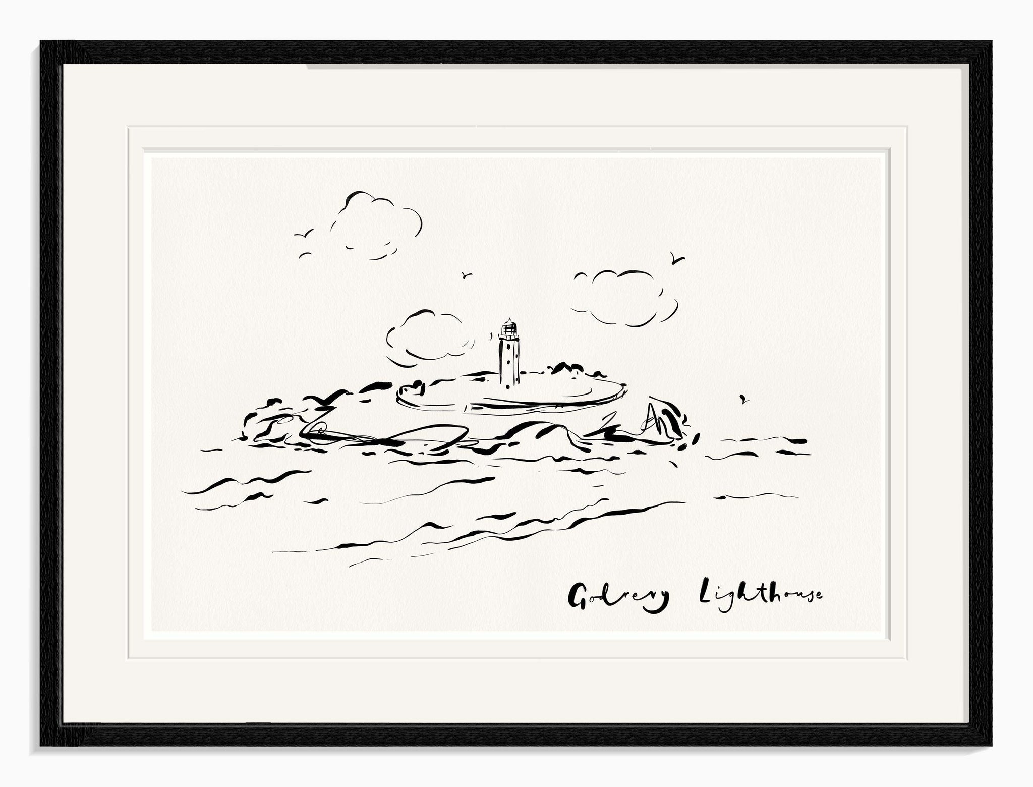 Framed Print-WF1098F - Godrevy Lighthouse Framed Print-Whistlefish