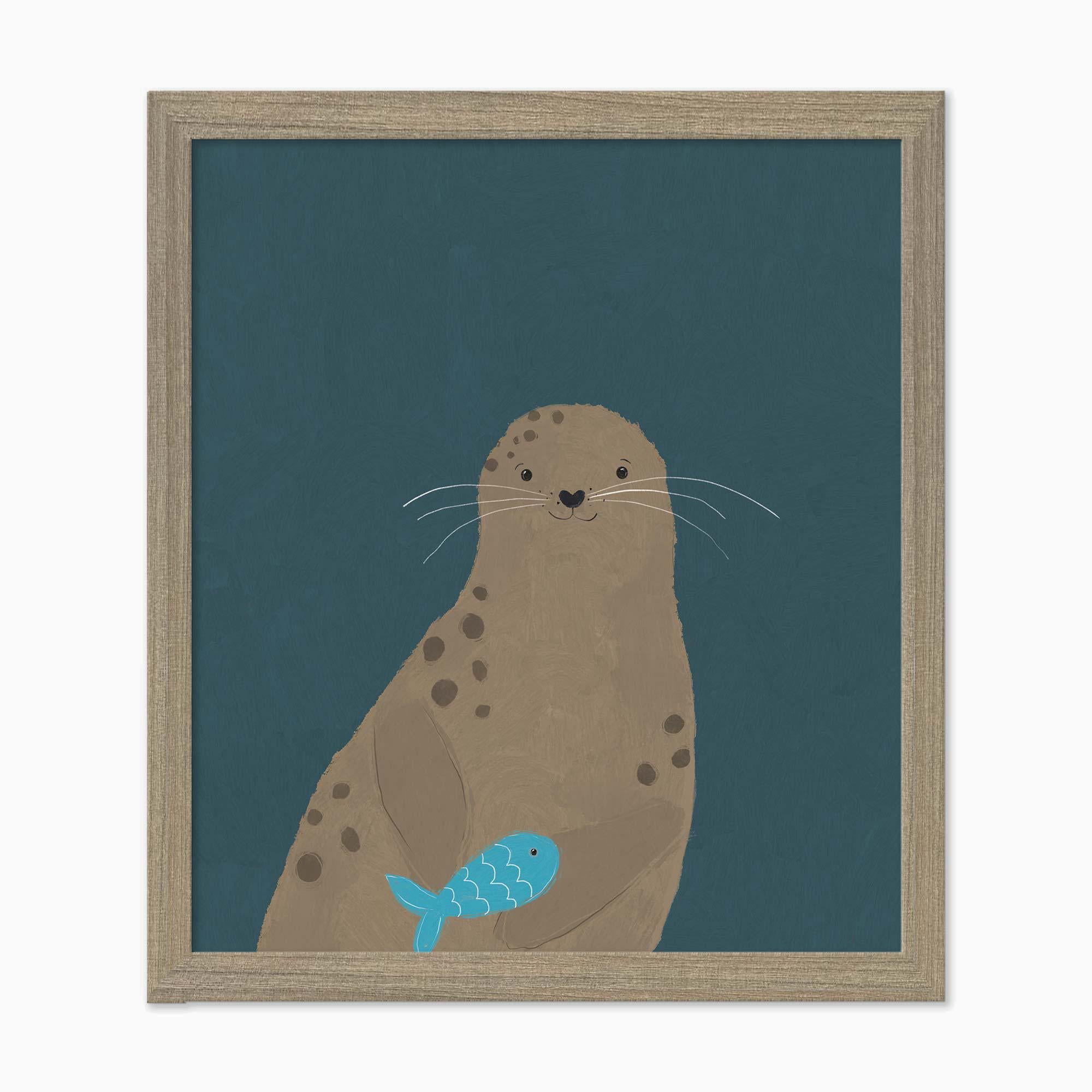Framed Print-WF1122F - Seal Small Framed Print-Whistlefish