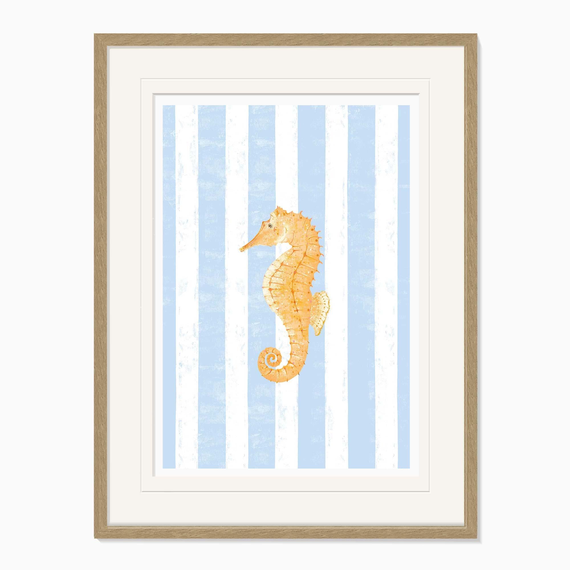 Framed Print-WF1144F - Beach House Seahorse Framed Print-Whistlefish