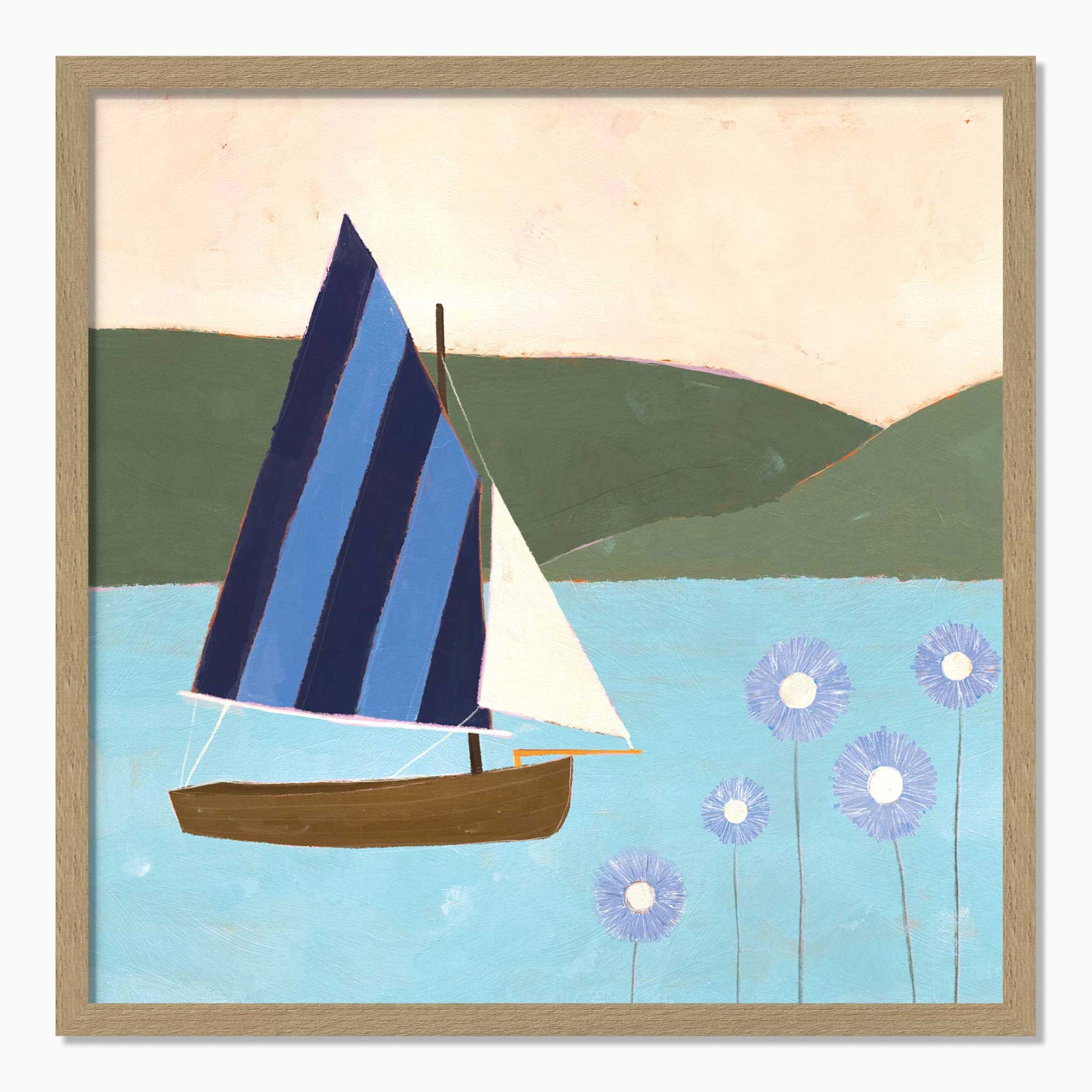 Framed Print-WF1152F - Sailing by the Daisies Framed Print-Whistlefish