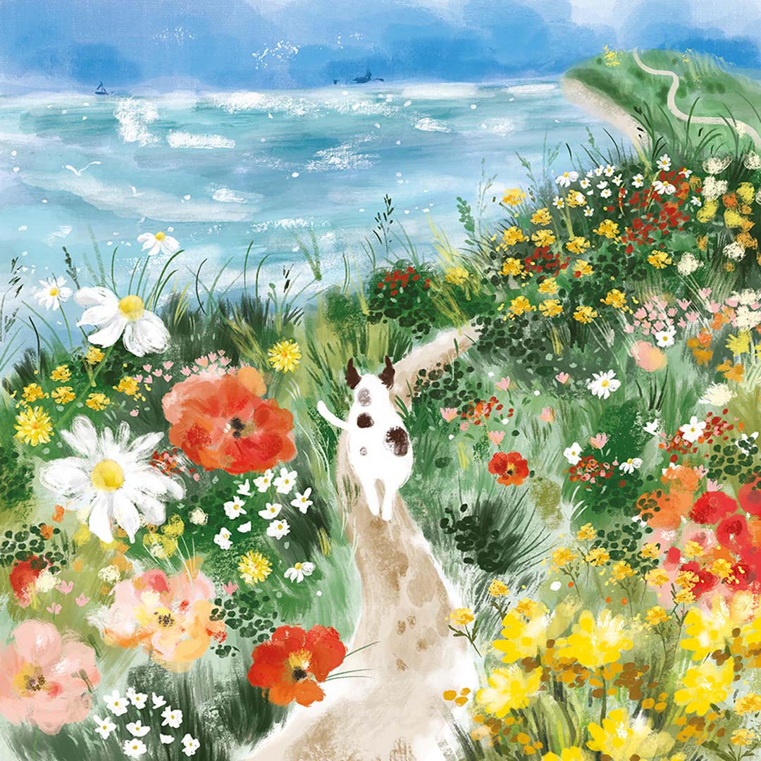 Framed Print-WF1157F - Patch Among the Wildflowers Framed Print-Whistlefish