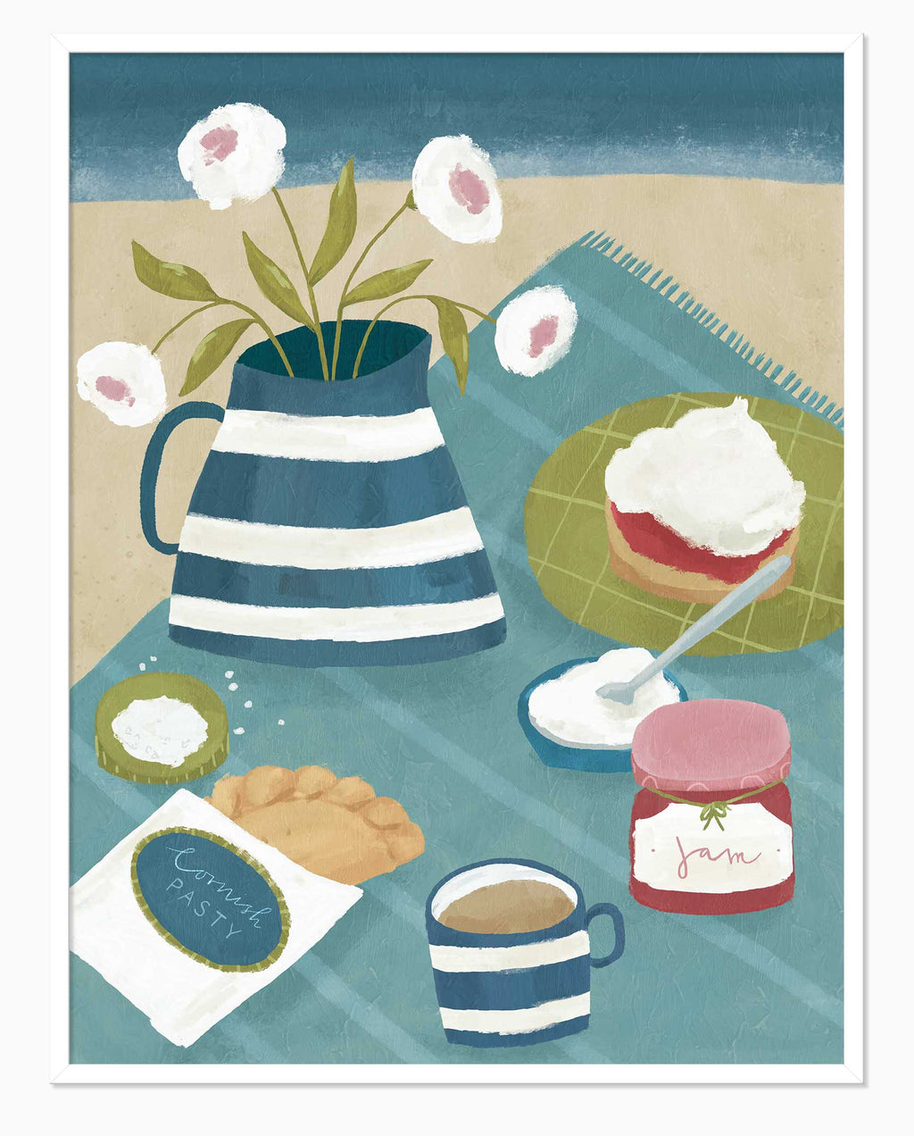 Framed Print-WF1166F - Beach Cream Tea Framed Print-Whistlefish
