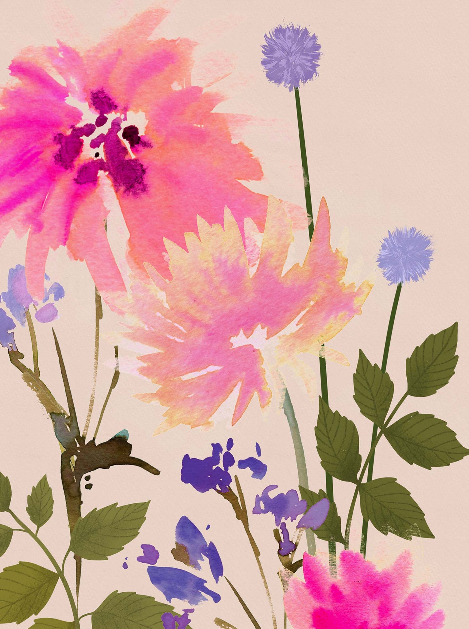 Framed Print-WF1174F - Blush Meadow Blooms Large Framed Print-Whistlefish