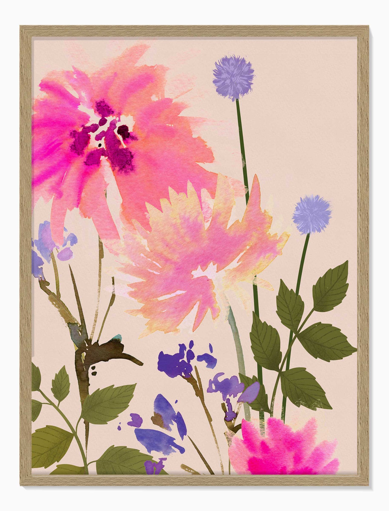 Framed Print-WF1174F - Blush Meadow Blooms Large Framed Print-Whistlefish