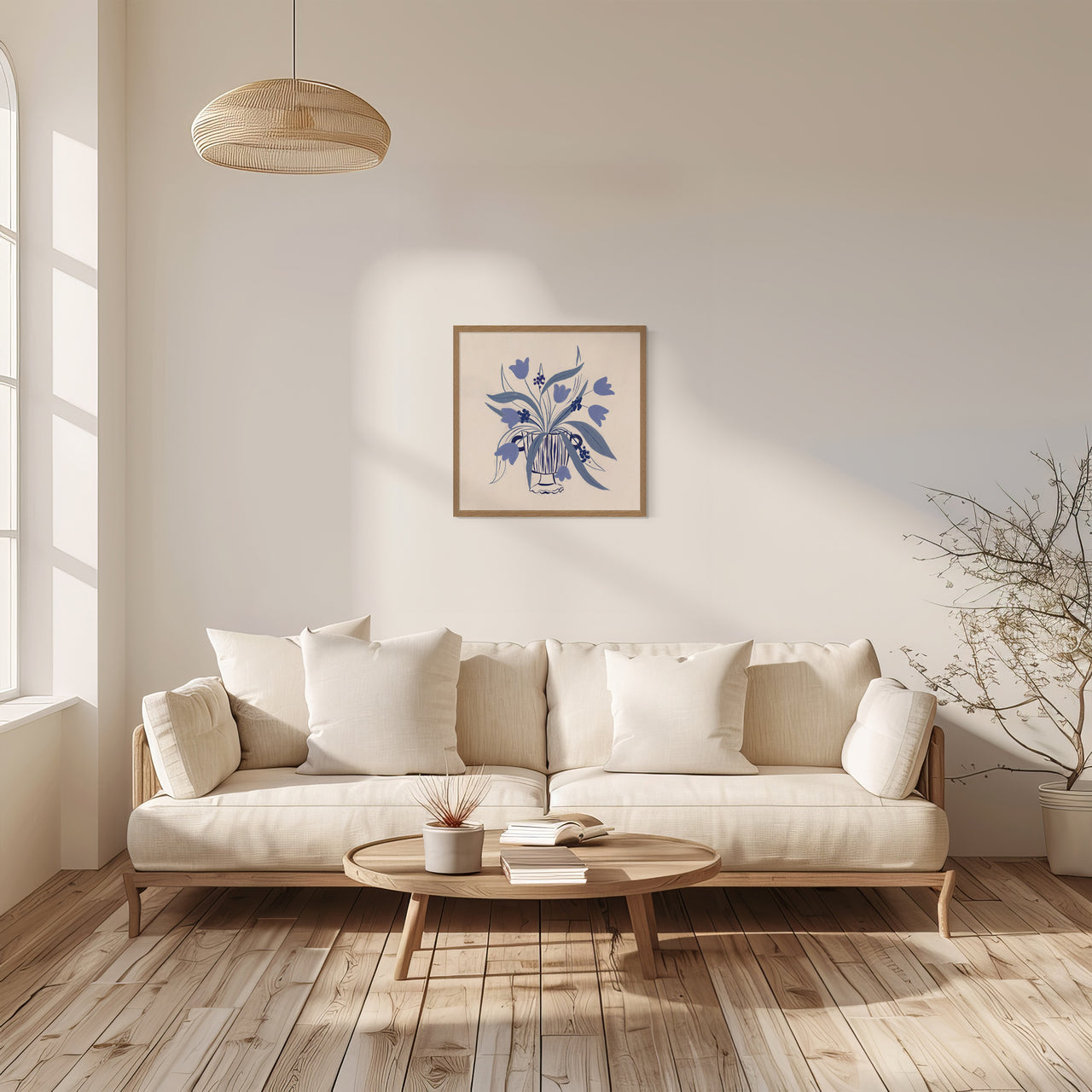 Framed Print-WF1217F - Vase of Blue Blossoms Framed Print-Whistlefish