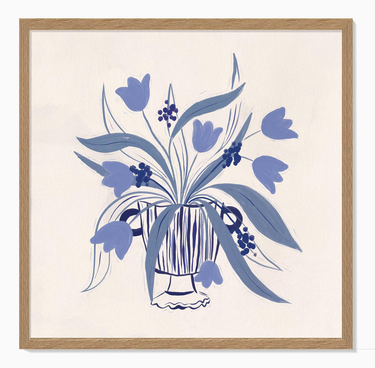Framed Print-WF1217F - Vase of Blue Blossoms Framed Print-Whistlefish