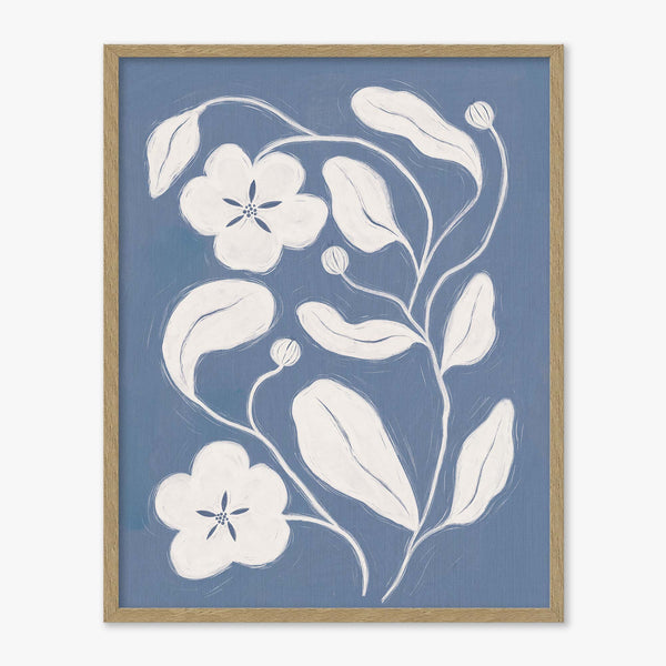 Framed Print-WF1218F - Blue Floral Vine Framed Print-Whistlefish