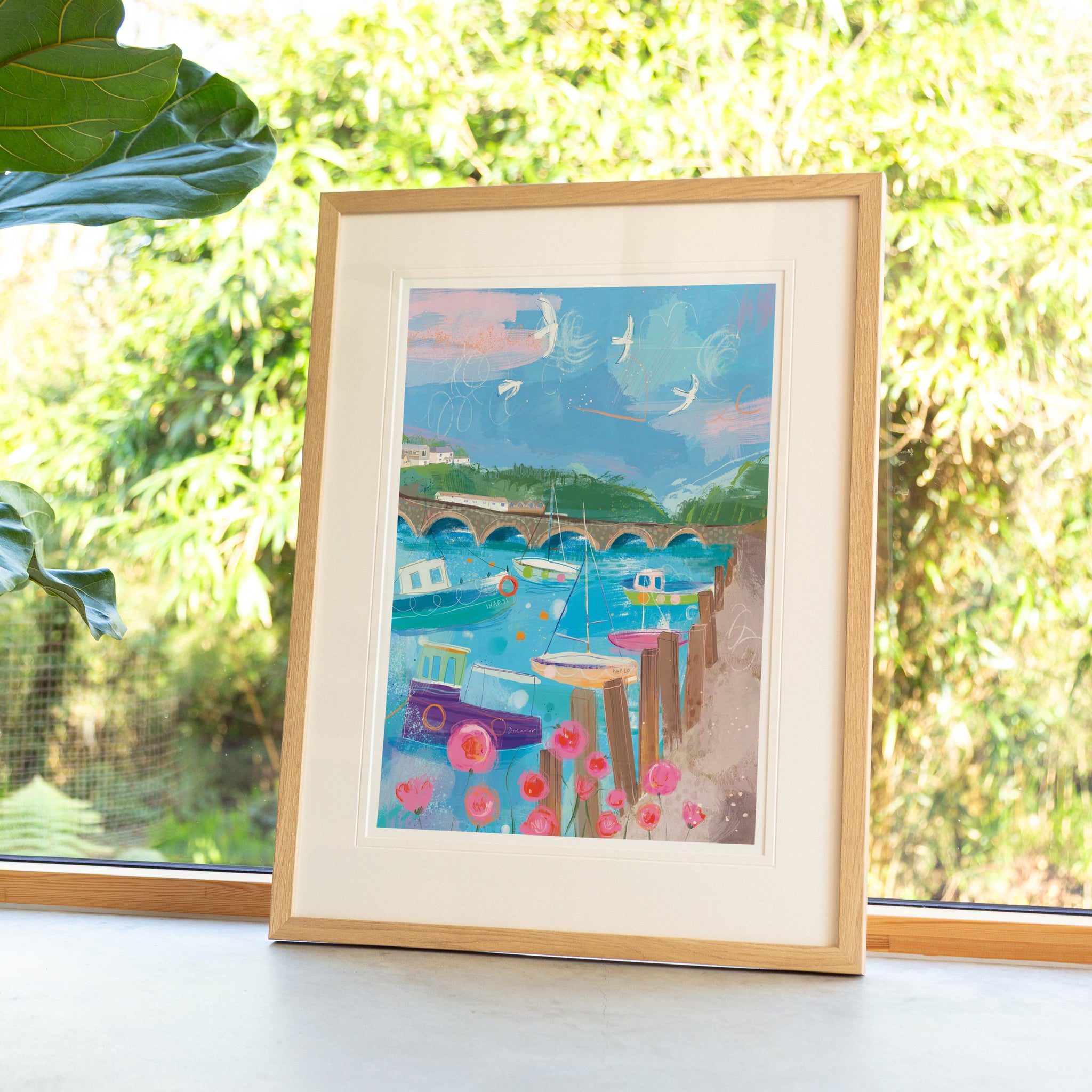 Framed Print-WF1220F - Looe Harbour Breeze Framed Print-Whistlefish
