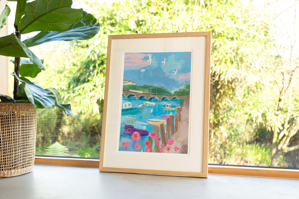 Framed Print-WF1220F - Looe Harbour Breeze Framed Print-Whistlefish