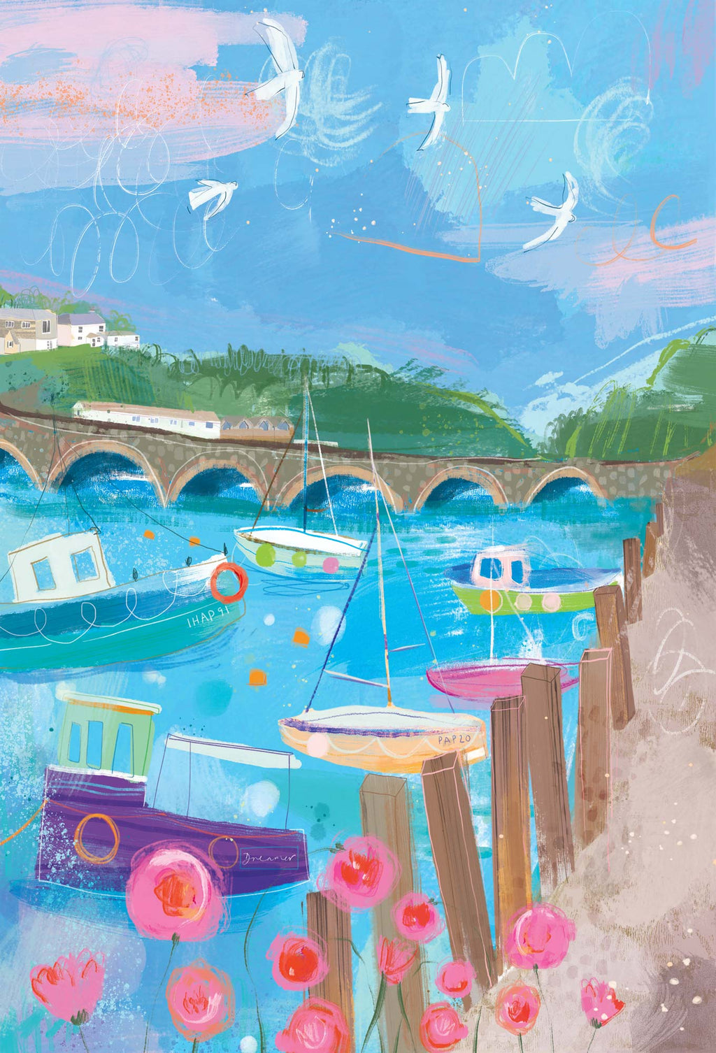 Framed Print-WF1220F - Looe Harbour Breeze Framed Print-Whistlefish