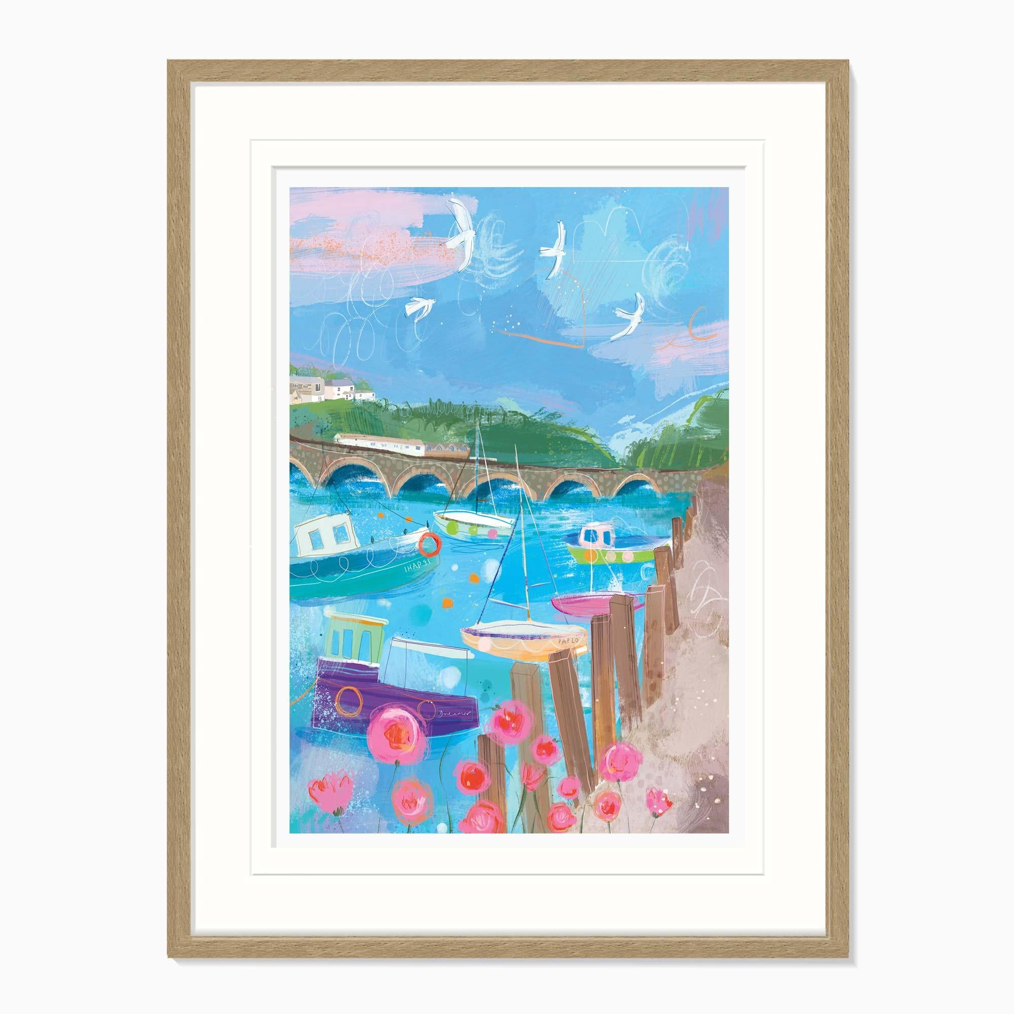 Framed Print-WF1220F - Looe Harbour Breeze Framed Print-Whistlefish