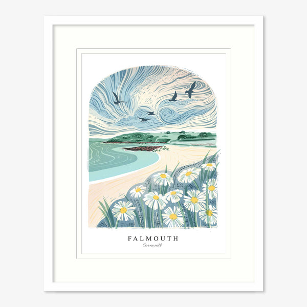 Framed Print-WF1229F - Falmouth Lino Small Framed Print-Whistlefish
