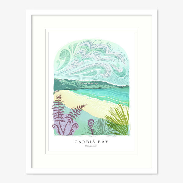 Framed Print-WF1235F - Carbis Bay Lino Small Framed Print-Whistlefish