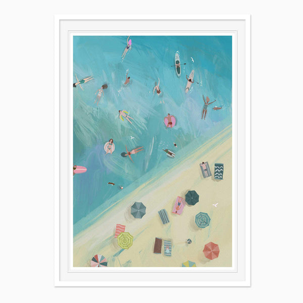 Framed Print-WF1244F - Beach People Small Framed Print-Whistlefish