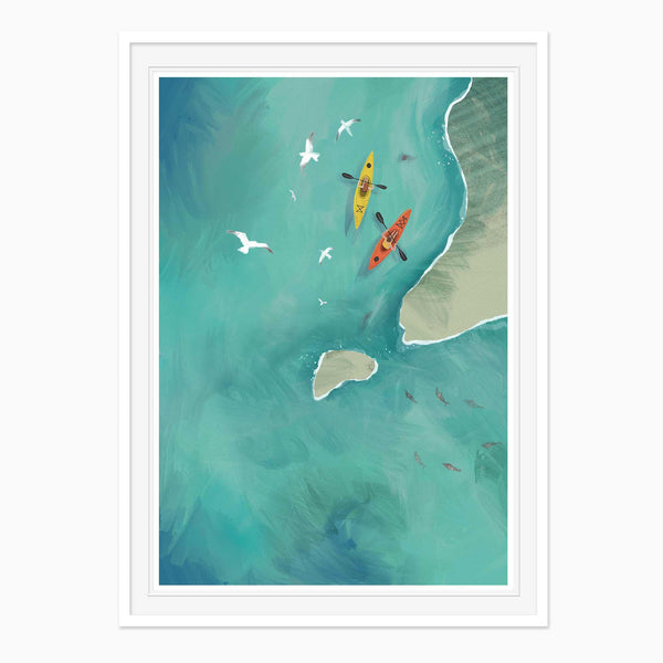 Framed Print-WF1248F - Kayakers Small Framed Print-Whistlefish