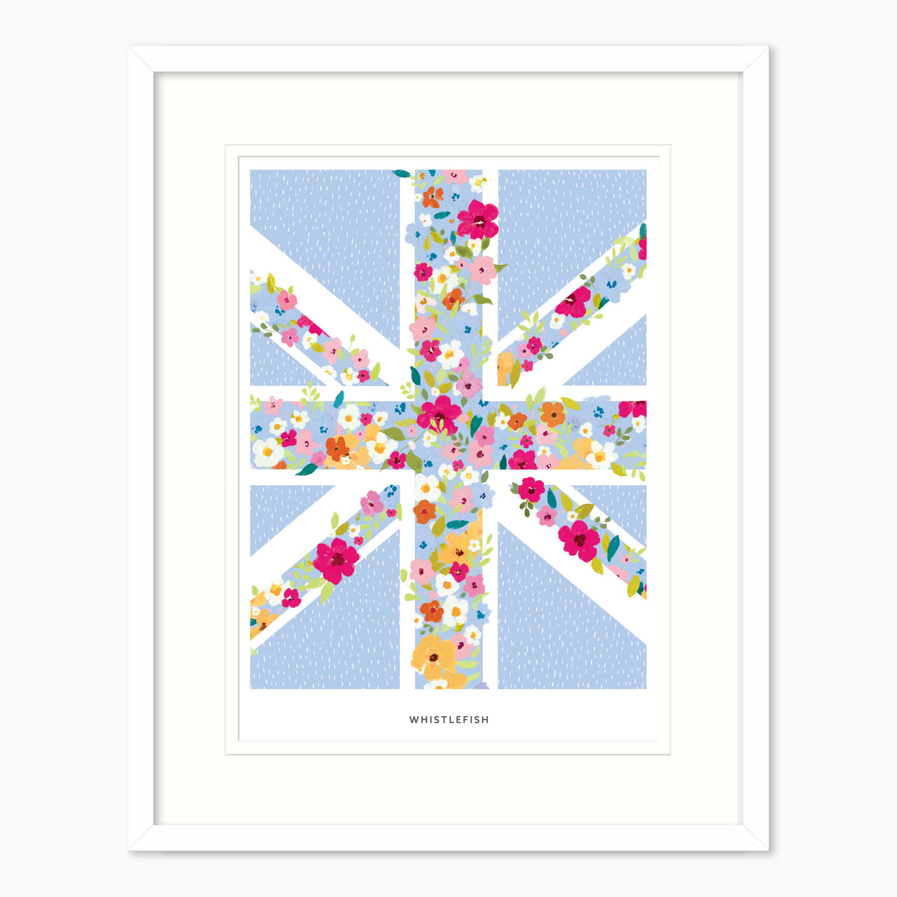 Framed Print-WF1297LF - Ditsy Floral Union Jack Large Framed Pr-Whistlefish