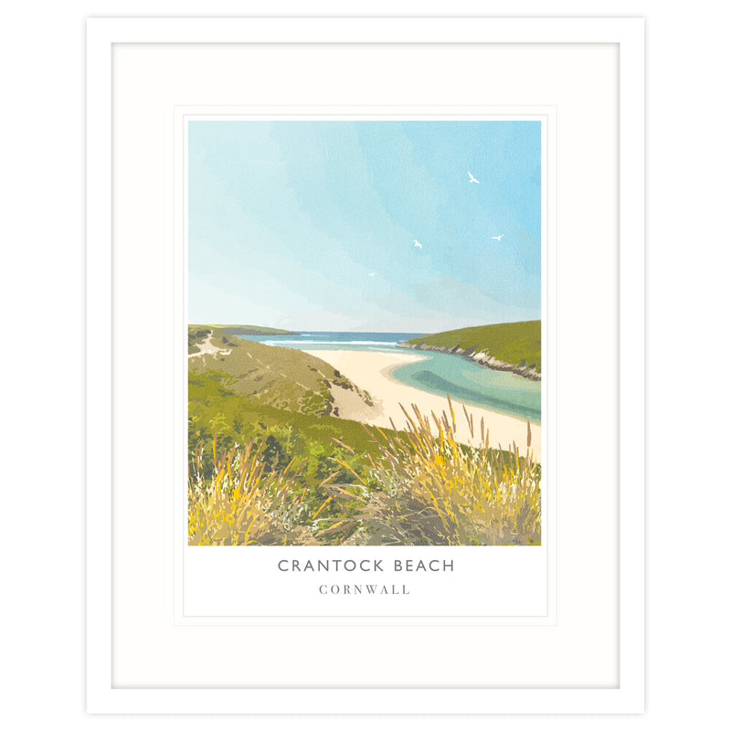 Framed Print-WF131F - Crantock Beach Framed Print-Whistlefish
