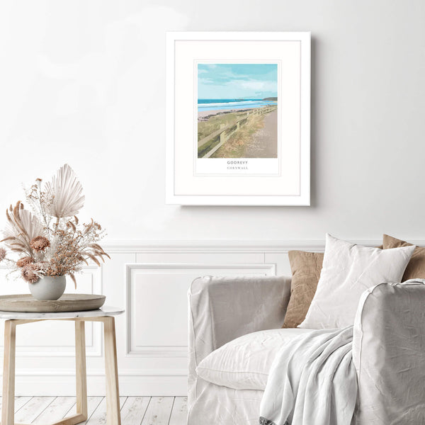 Framed Print-WF132F - Godrevy Framed Travel Art Print-Whistlefish