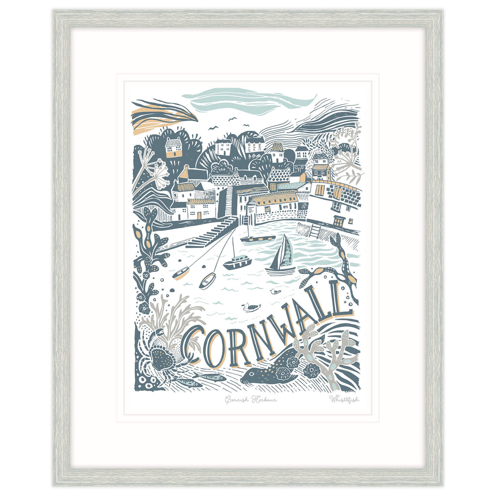 Framed Print-WF191F - Cornwall Harbour Framed Print-Whistlefish