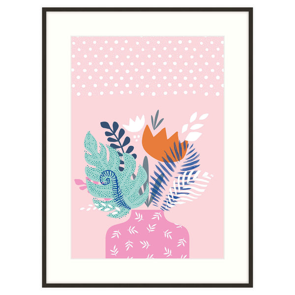 Framed Print-WF210F - Bright Floral Vase Framed Print-Whistlefish