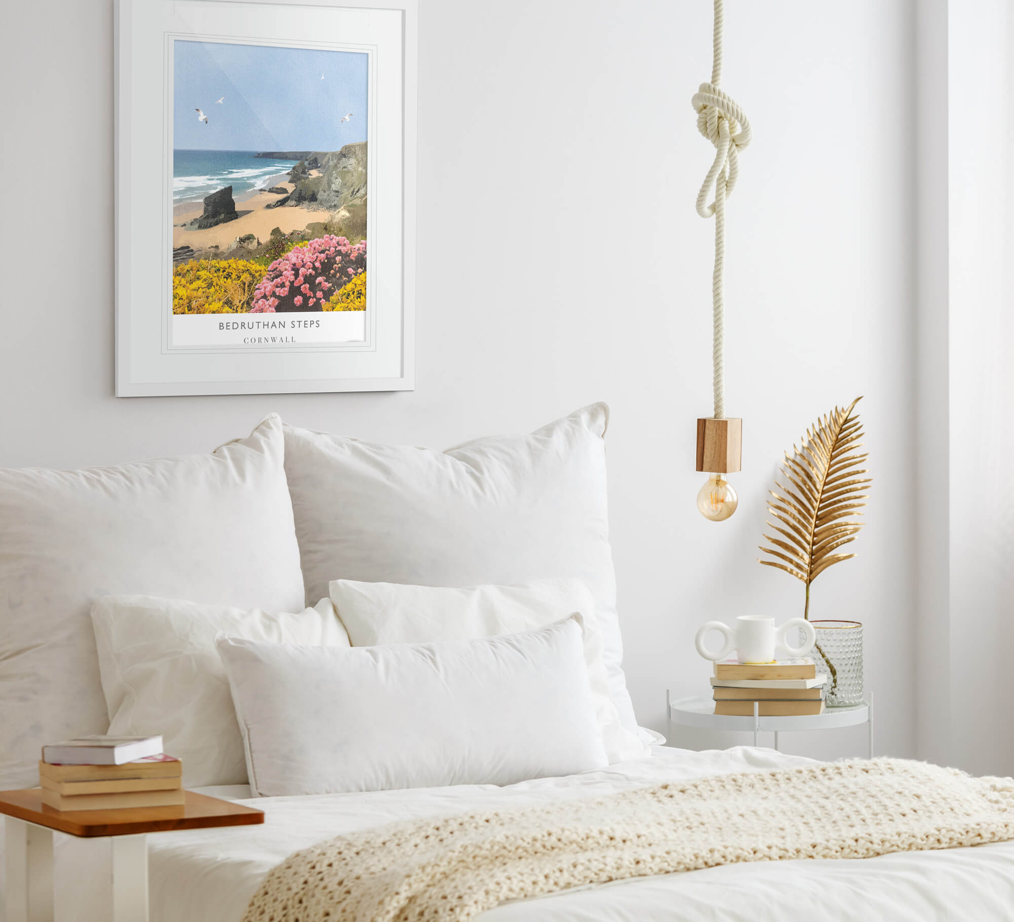 Framed Print-WF429F - Bedruthan Steps Travel Framed Print-Whistlefish