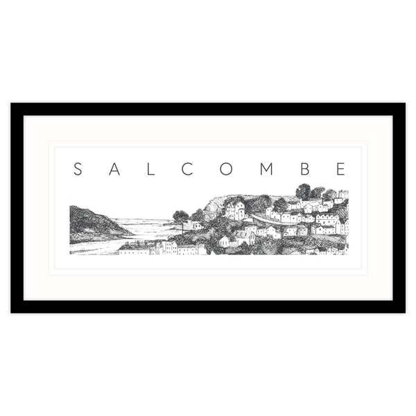 Framed Print-WF442F - Salcombe Pencil Landscape Framed Print-Whistlefish