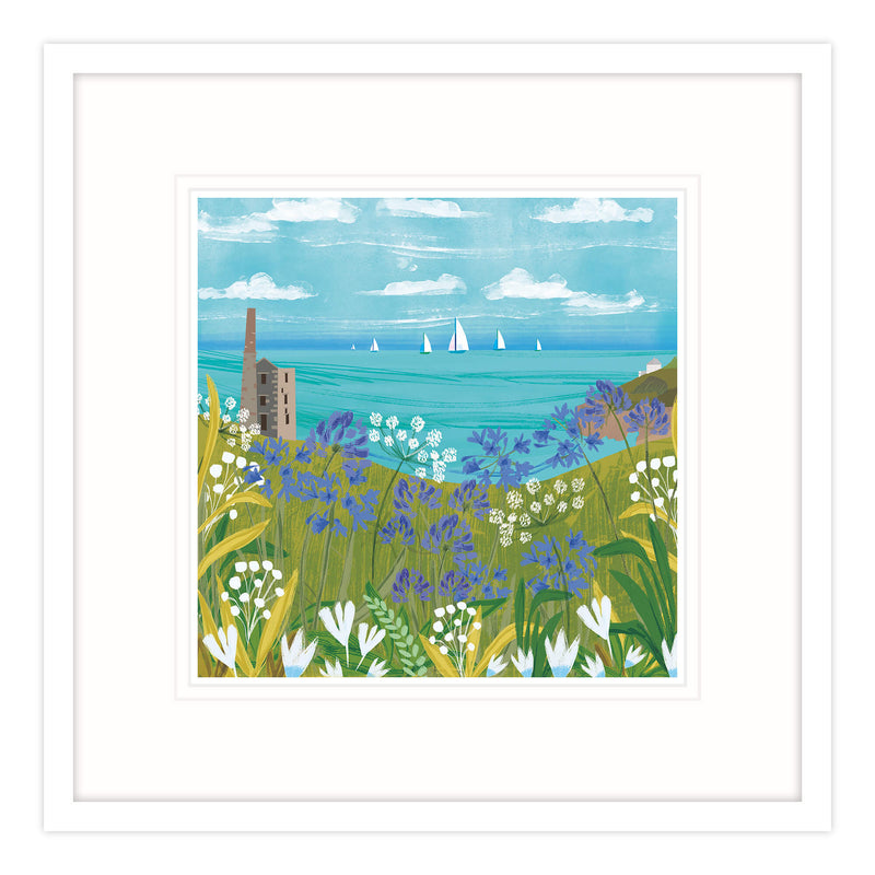 Framed Print-WF540F - Agapanthus over Rinsey Head-Whistlefish