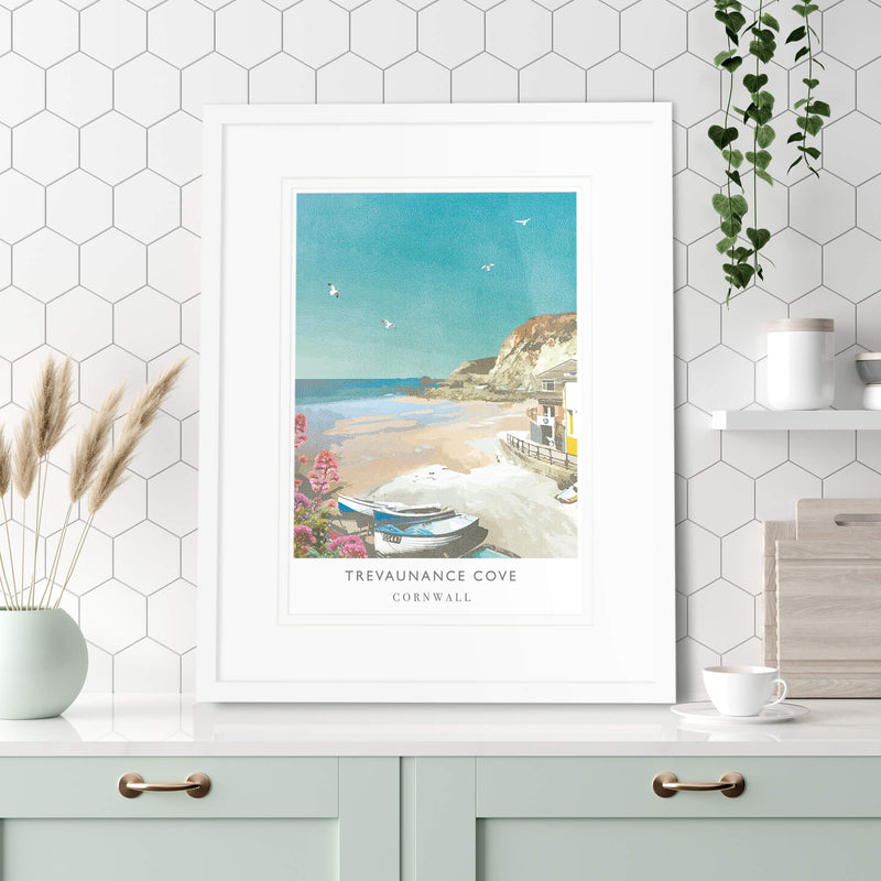 Framed Print-WF586F - Trevaunance Cove Framed Print-Whistlefish