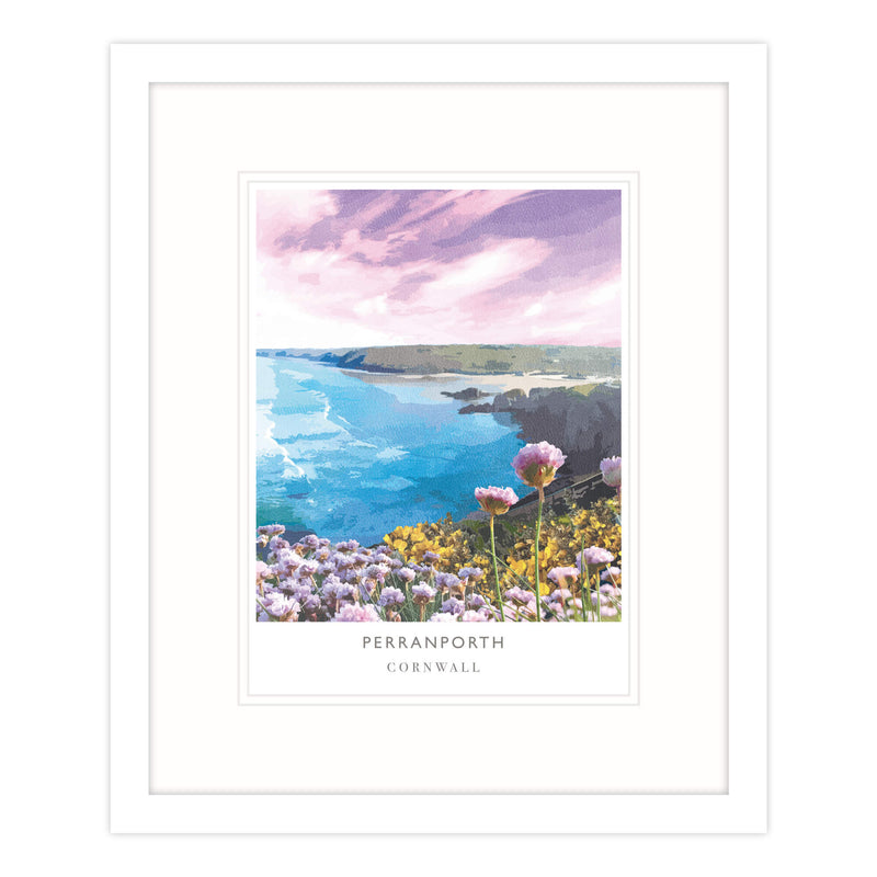 Framed Print-WF597F - Perranporth Coastal Travel Framed Print-Whistlefish