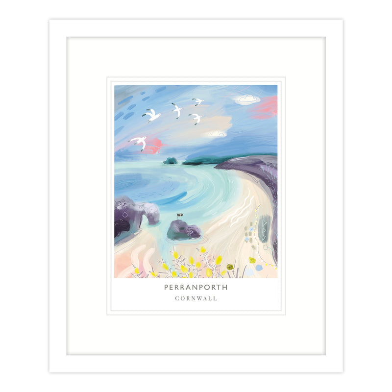 Framed Print-WF605F - Perranporth Beach Framed Print-Whistlefish