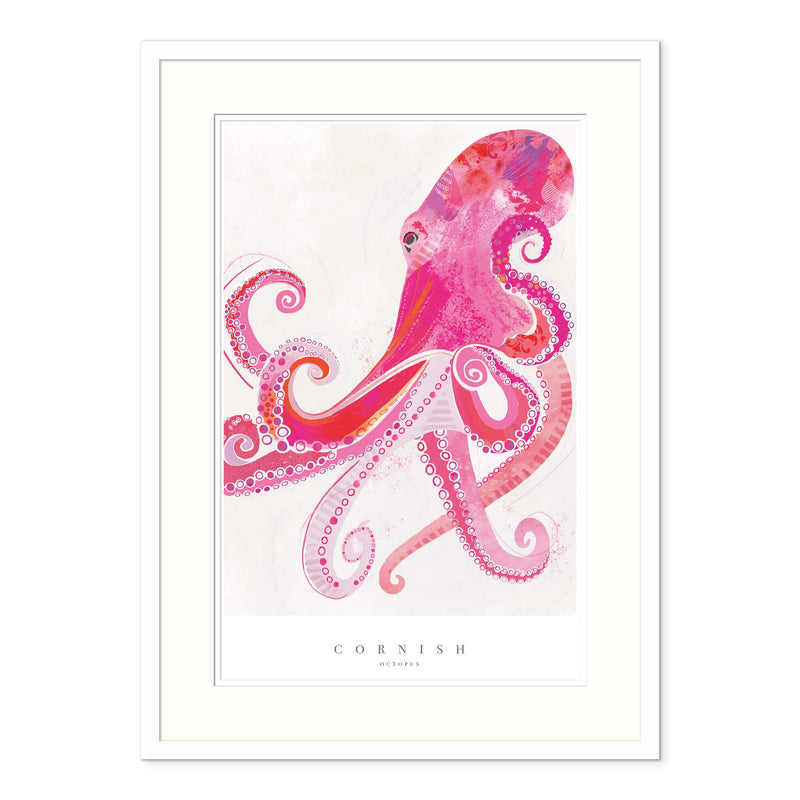 Framed Print - WF614F - Cornish Octopus Large Framed Print - Cornish Octopus Large Framed Print - Cornish Art Prints - Whistlefish
