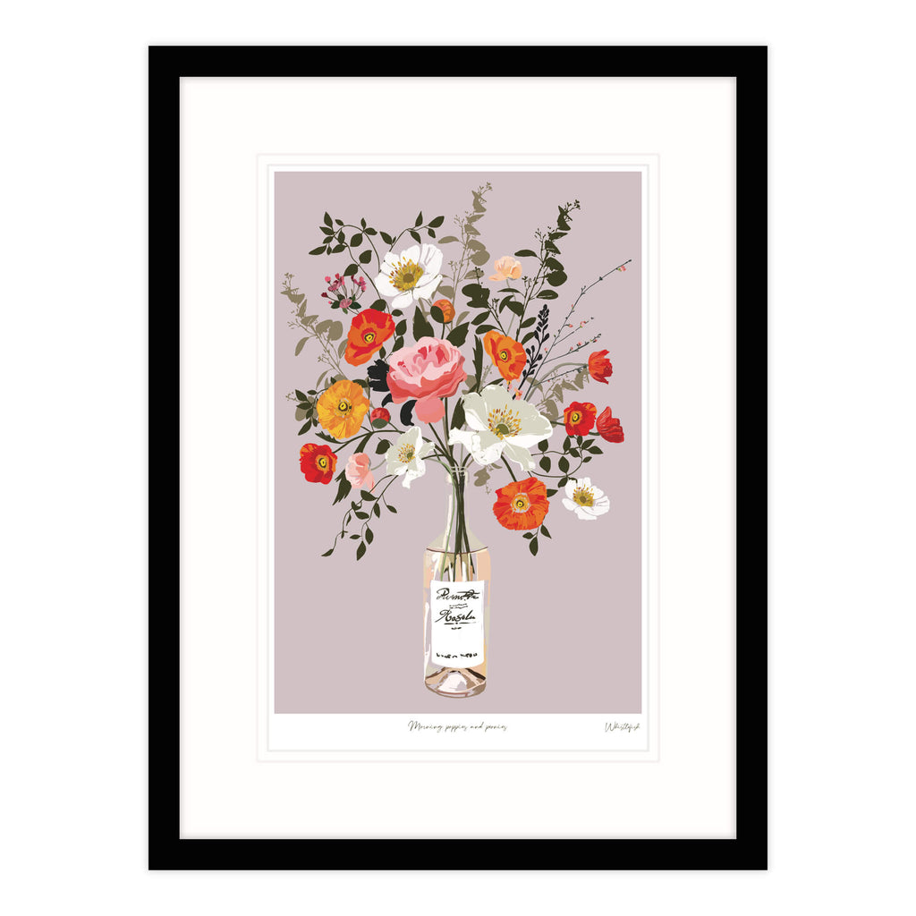 Framed Print-WF631F - Morning Poppies & Peonies Framed Print-Whistlefish