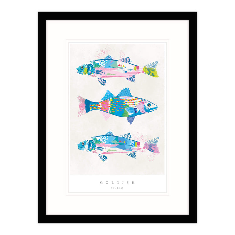 Framed Print-WF632F - Cornish Sea Bass Large Framed Print-Whistlefish