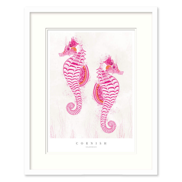 Framed Print-WF710F - Cornish Seahorses Small Framed Print-Whistlefish