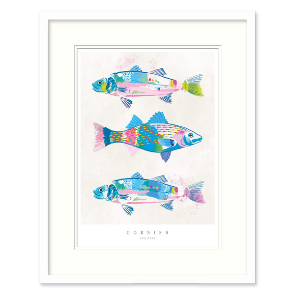 Framed Print-WF713F - Cornish Sea Bass Small Framed Print-Whistlefish