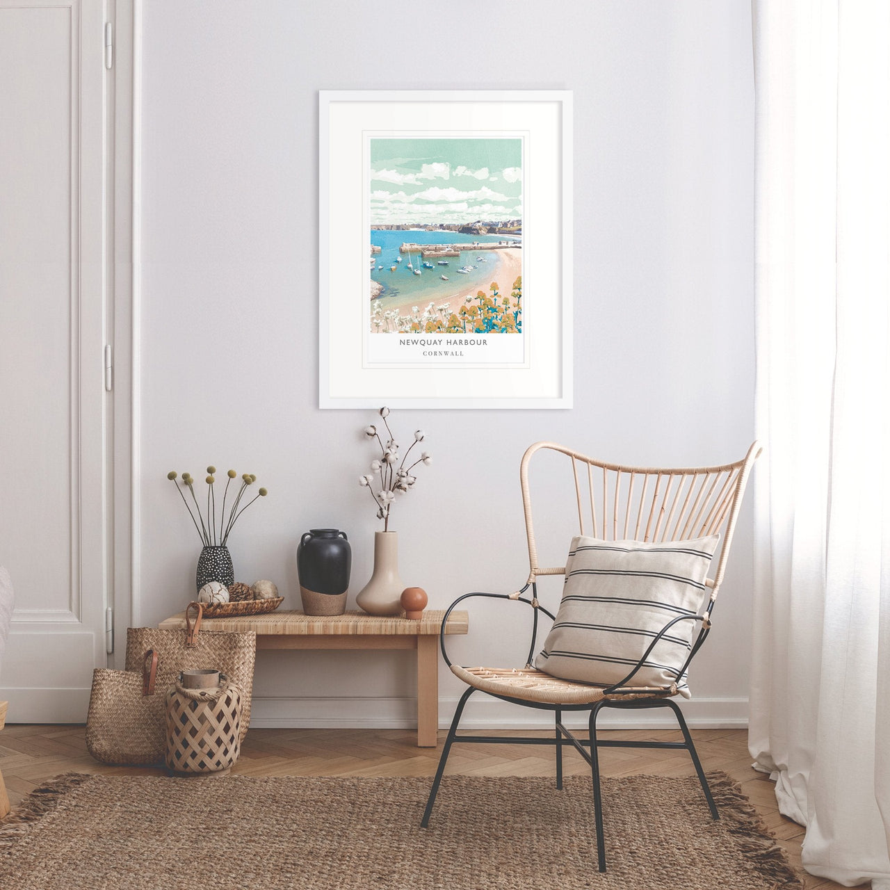 Framed Print-WF77F - Newquay Harbour Framed Print-Whistlefish