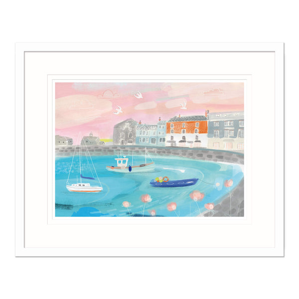 Framed Print-WF801F - Padstow Pink Skies-Whistlefish