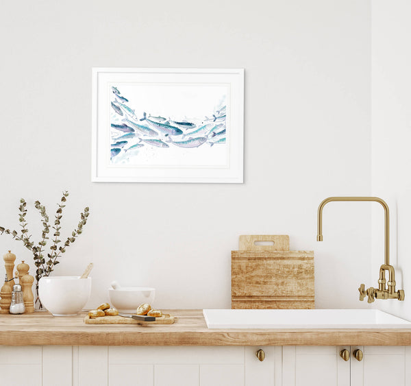 Framed Print-WF805F - Mackerel Shoal-Whistlefish