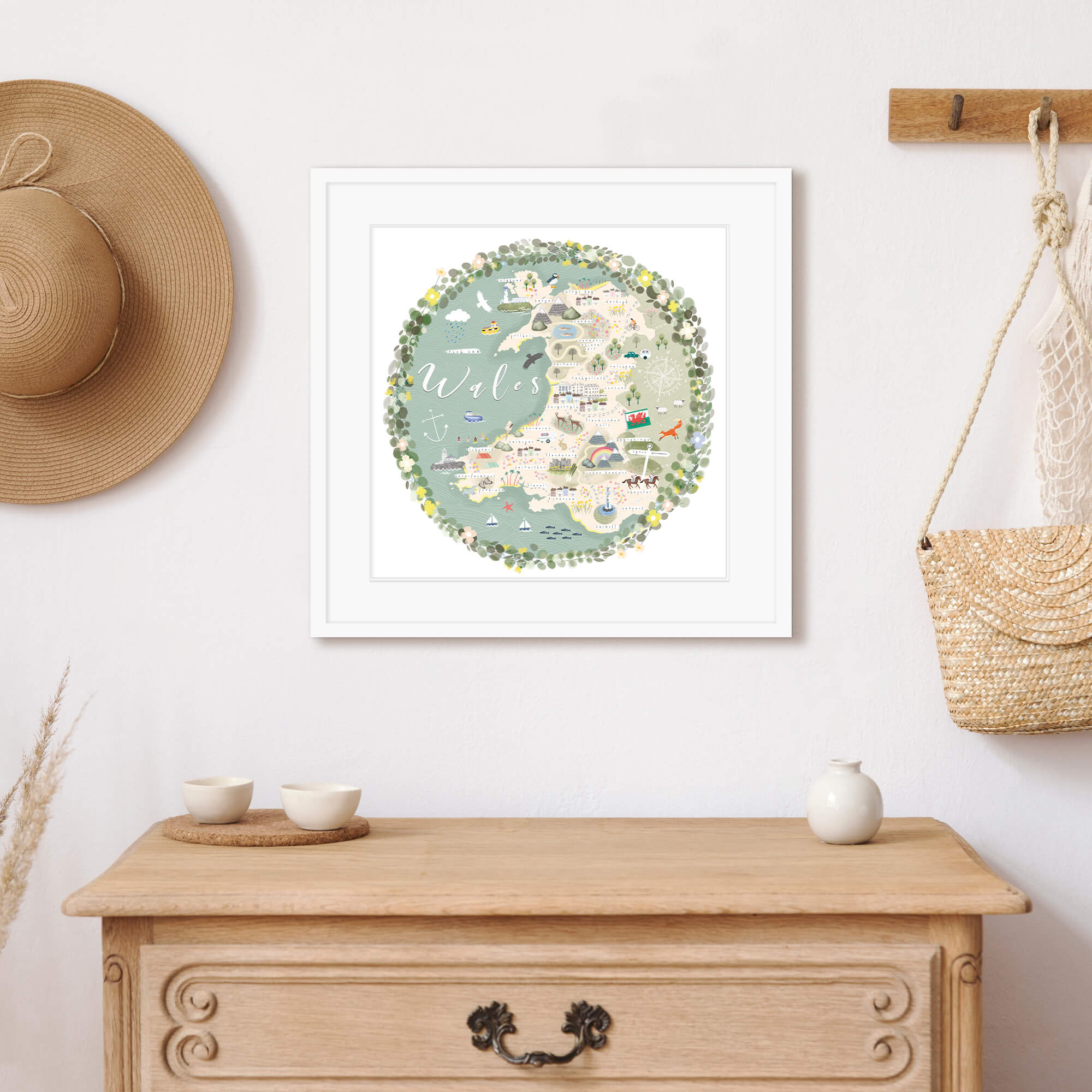 Framed Print-WF814F - Wales Map-Whistlefish