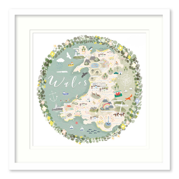 Framed Print-WF814F - Wales Map-Whistlefish
